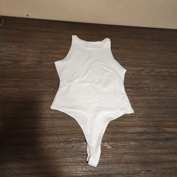 BP Ribbed Tank Bodysuit NWT White X-Small - Picture 3 of 7